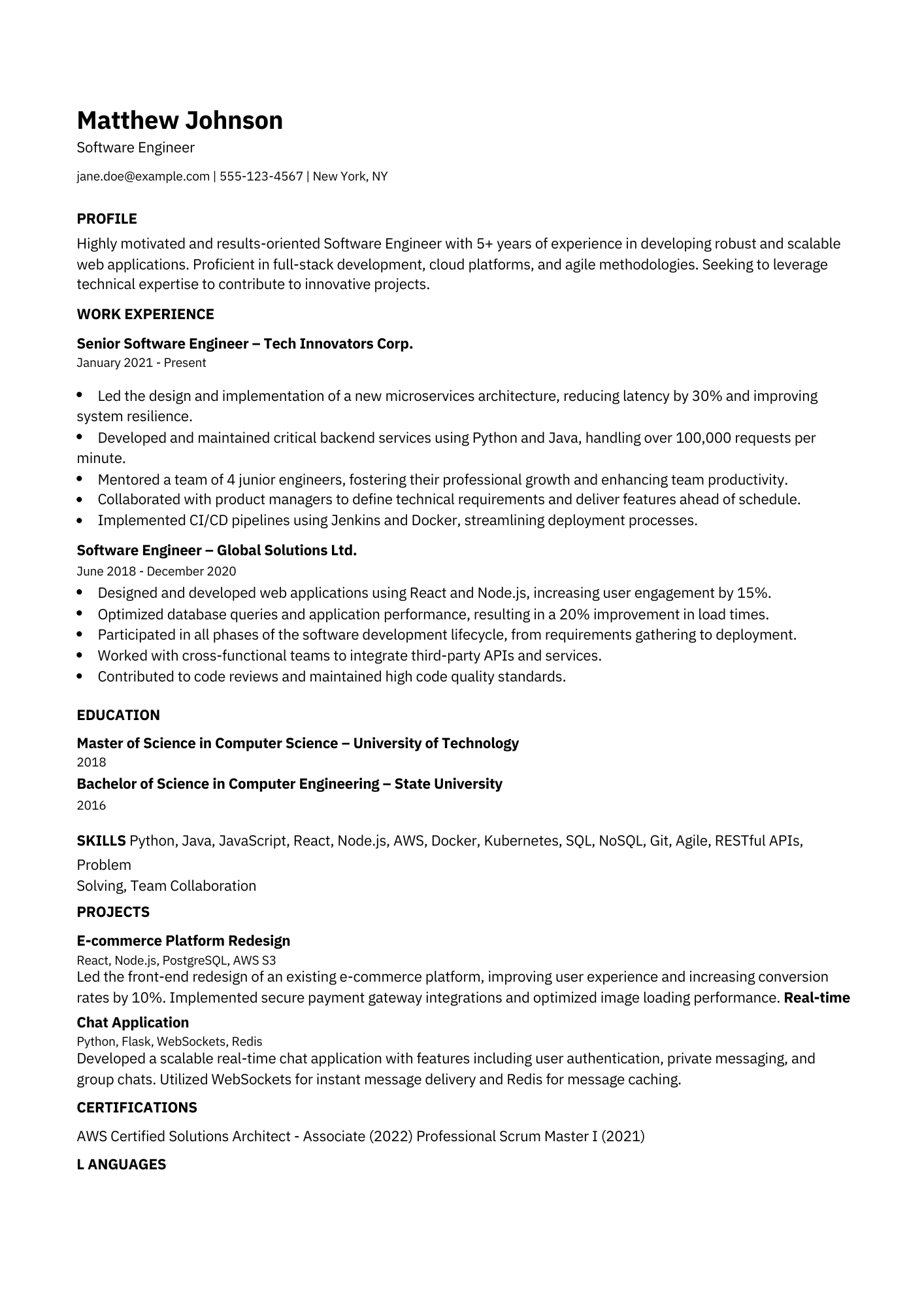 ATS Clean Professional resume template